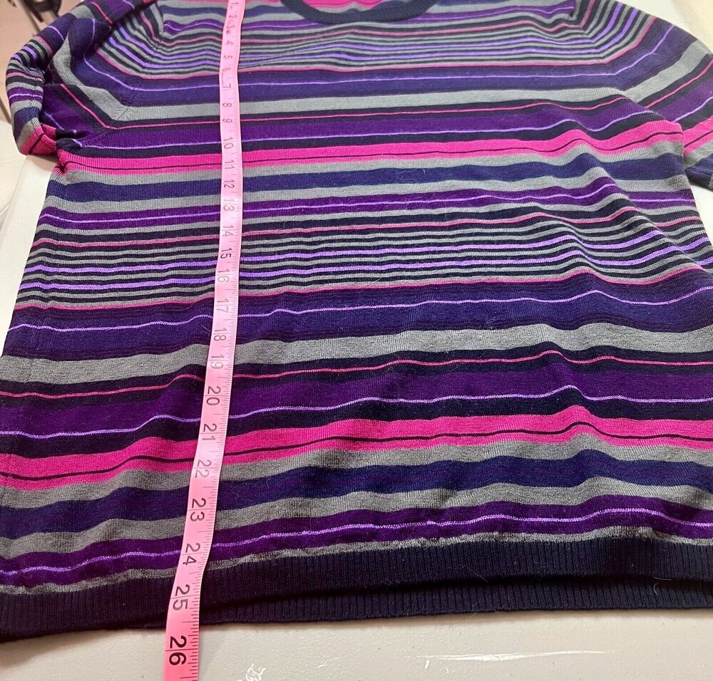 ETRO Sweater Womens Fits Like L Dark Striped Wool Crew Neck Made in Italy - Picture 16 of 16